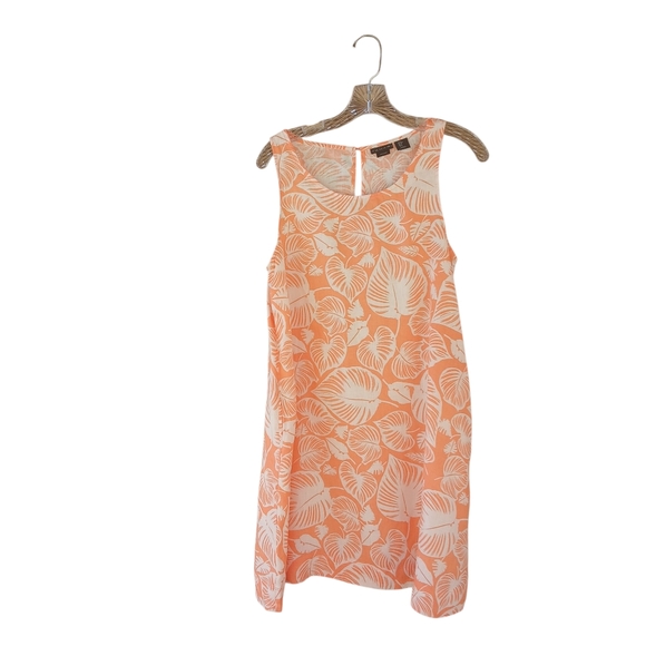 Tahari Dresses & Skirts - Tahari Sleeveless Orange & White Tropical Print Linen Midi Dress Small